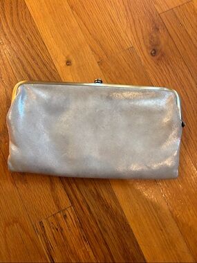 Hobo Lauren Metallic Silver Frame Clutch Bifold Magnetic Wallet